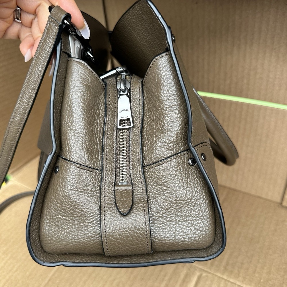Coach Mercer Metallic Grey Triple Compartment Bag  W/Turnlock Closure 37575 - Picture 7 of 11